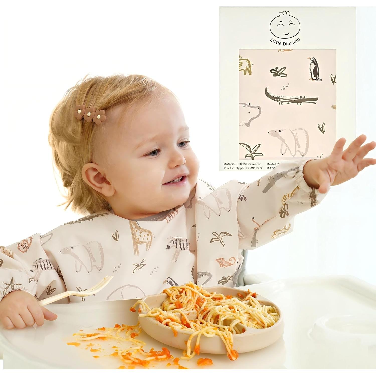 Babero Impermeable Little Dimsum con Mangas Largas para Bebés