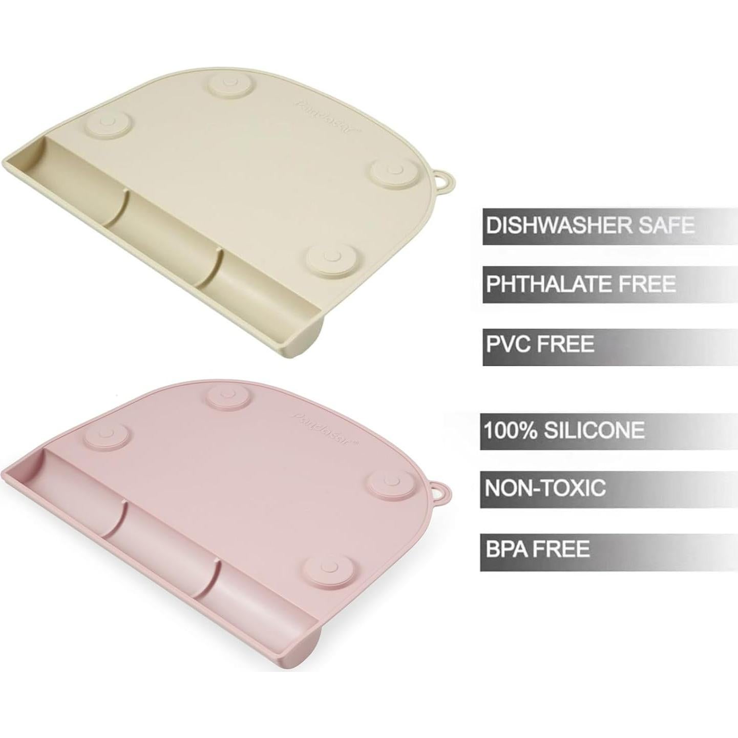 PandaEar 2 Tapetes de Silicona para Niños con Succión Rosa