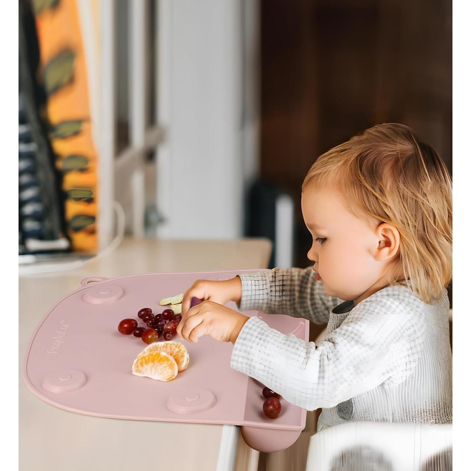 PandaEar 2 Tapetes de Silicona para Niños con Succión Rosa