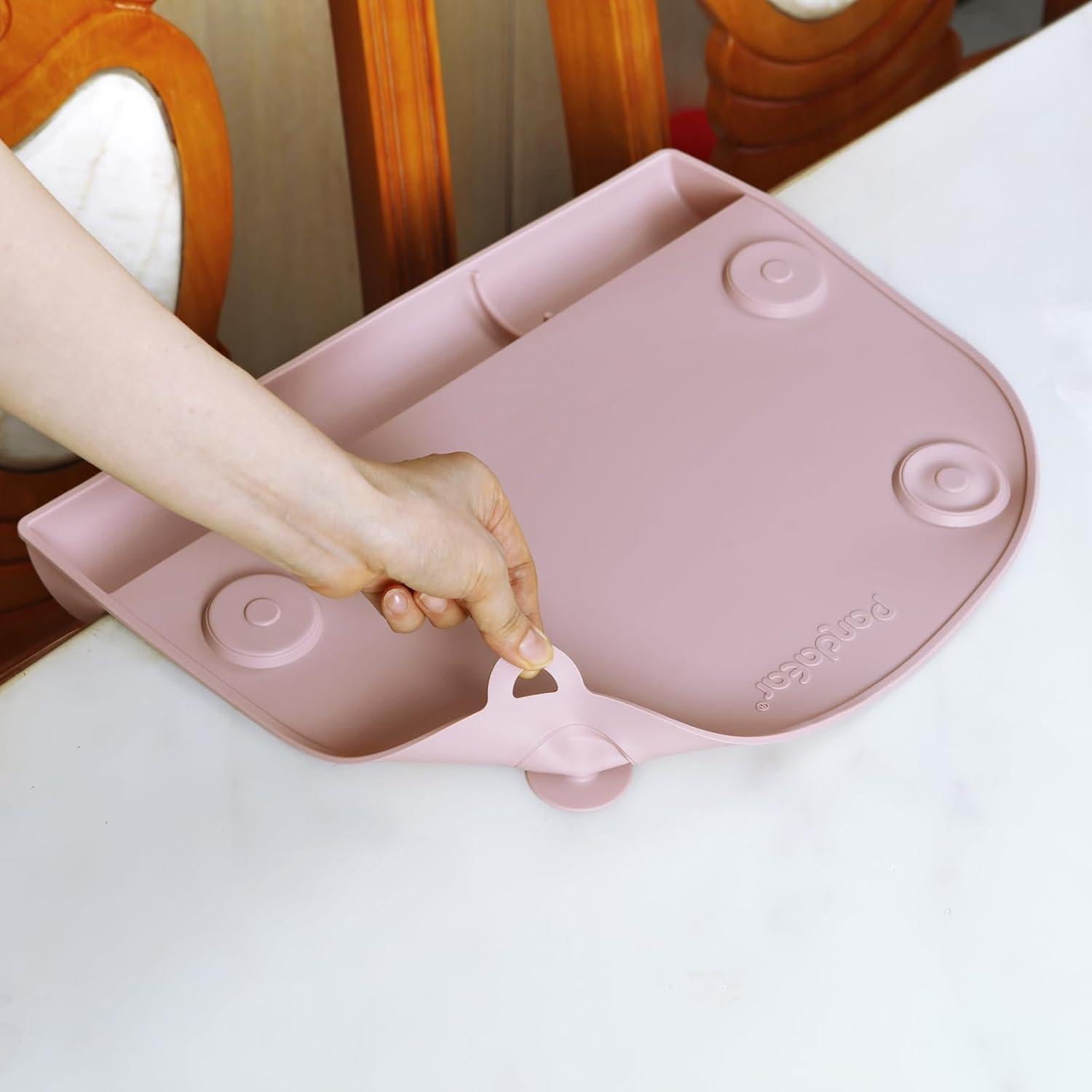 PandaEar 2 Tapetes de Silicona para Niños con Succión Rosa