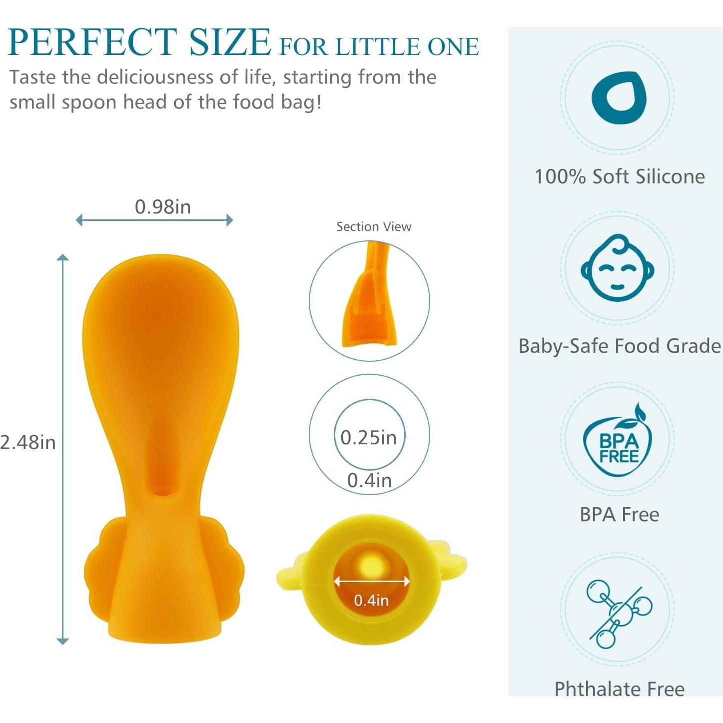 Cucharas de Silicona para Pouch de Comida Bebés MiniMunch - 10 Piezas