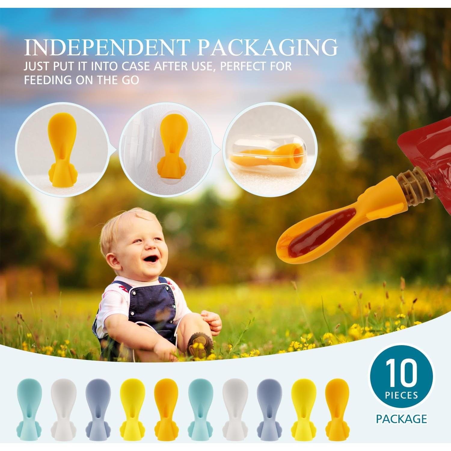 Cucharas de Silicona para Pouch de Comida Bebés MiniMunch - 10 Piezas