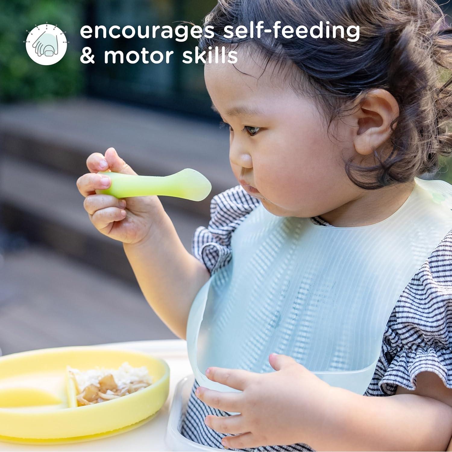 Cucharas de Entrenamiento Olababy de Silicona 100% 2pack Coral/Lila