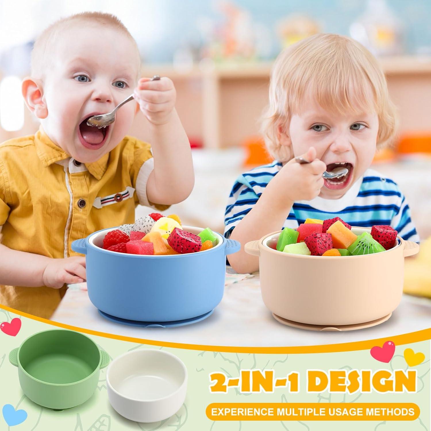 Cuencos de Porcelana para Niños Domensi 4 Piezas Antideslizantes