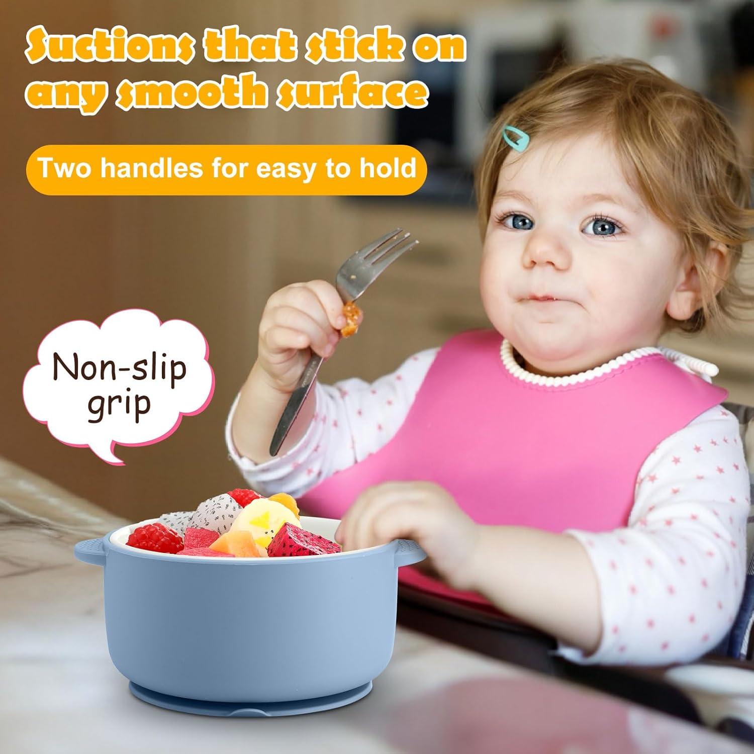 Cuencos de Porcelana para Niños Domensi 4 Piezas Antideslizantes