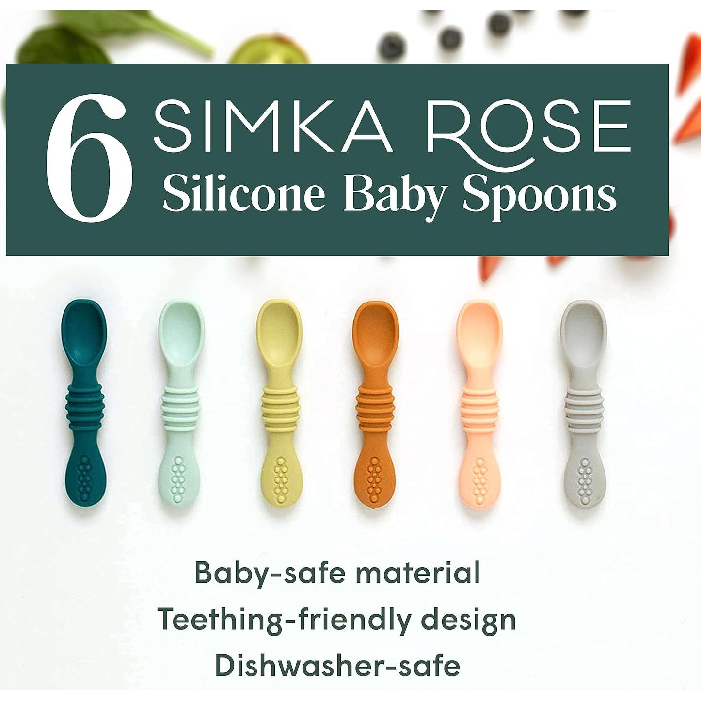 Cucharas de Silicona Simka Rose para Bebés - Paquete de 6
