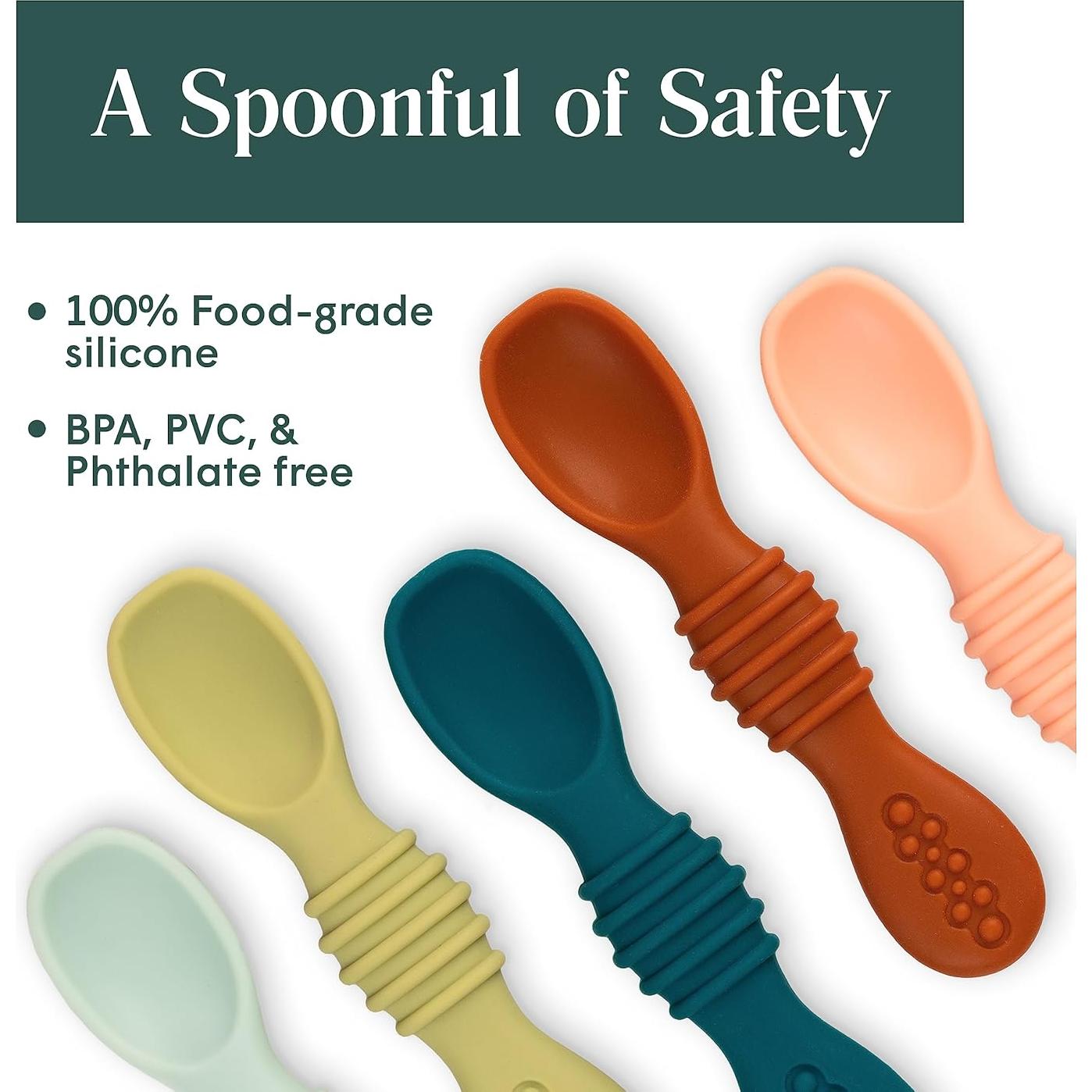 Cucharas de Silicona Simka Rose para Bebés - Paquete de 6