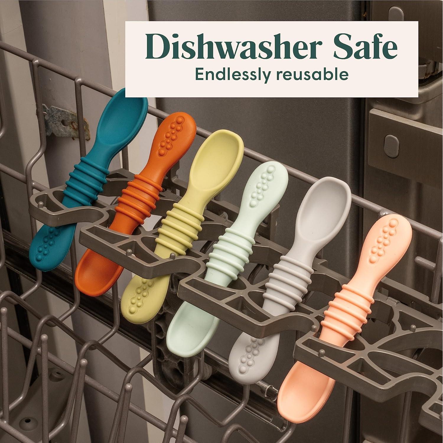 Cucharas de Silicona Simka Rose para Bebés - Paquete de 6