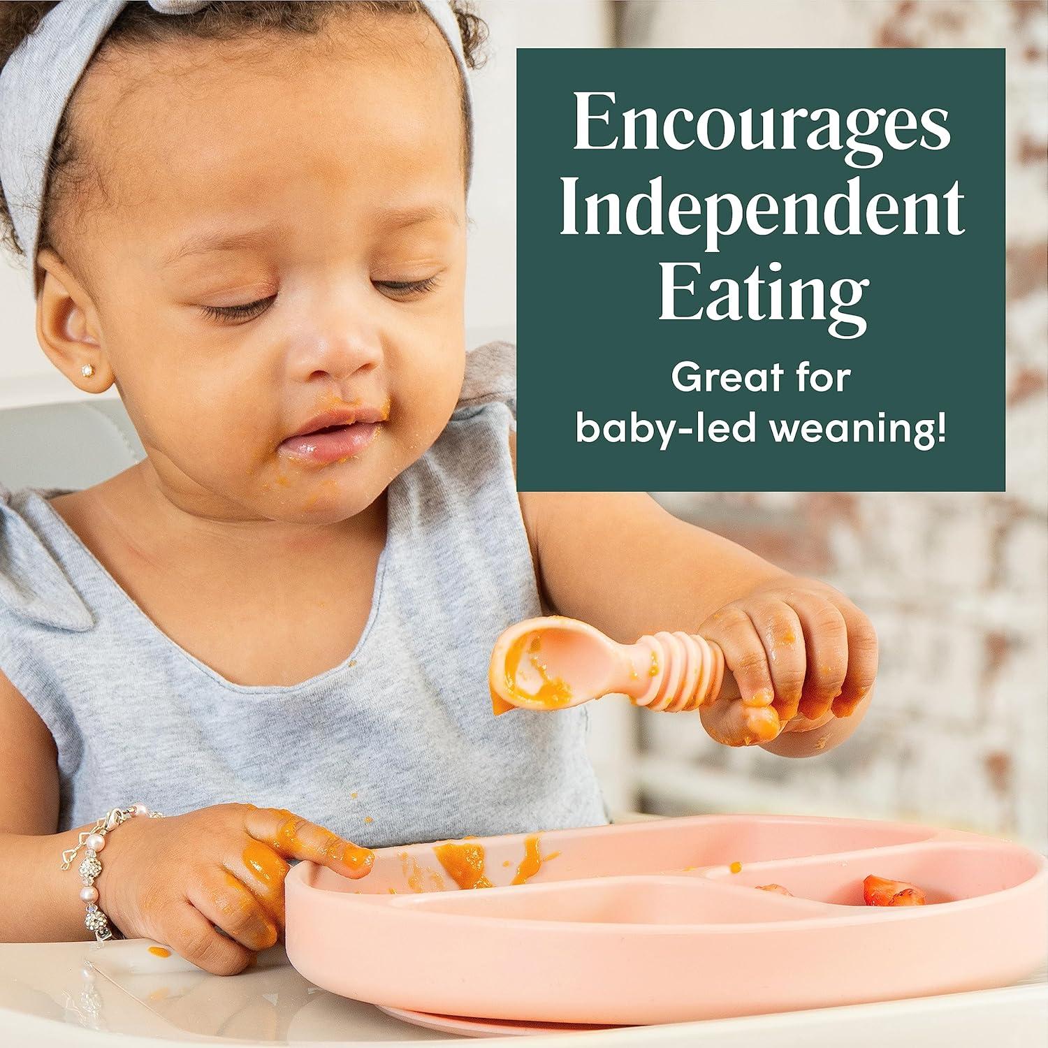 Cucharas de Silicona Simka Rose para Bebés - Paquete de 6