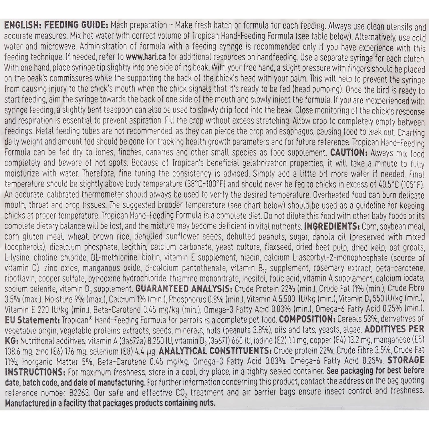 Alimento para Loros Bebés Tropican Hari Hagen 2 kg Nutrición Óptima