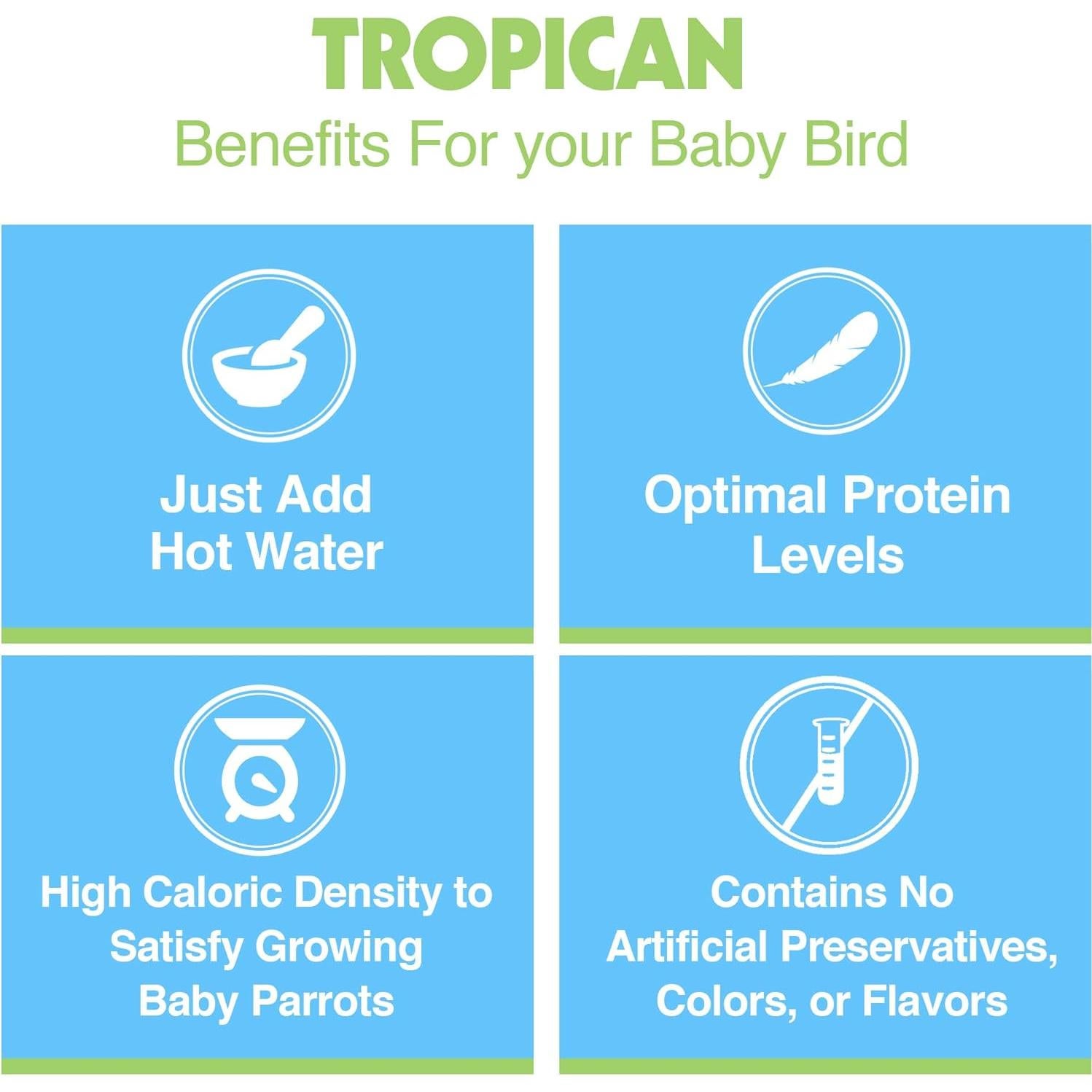 Alimento para Loros Bebés Tropican Hari Hagen 2 kg Nutrición Óptima