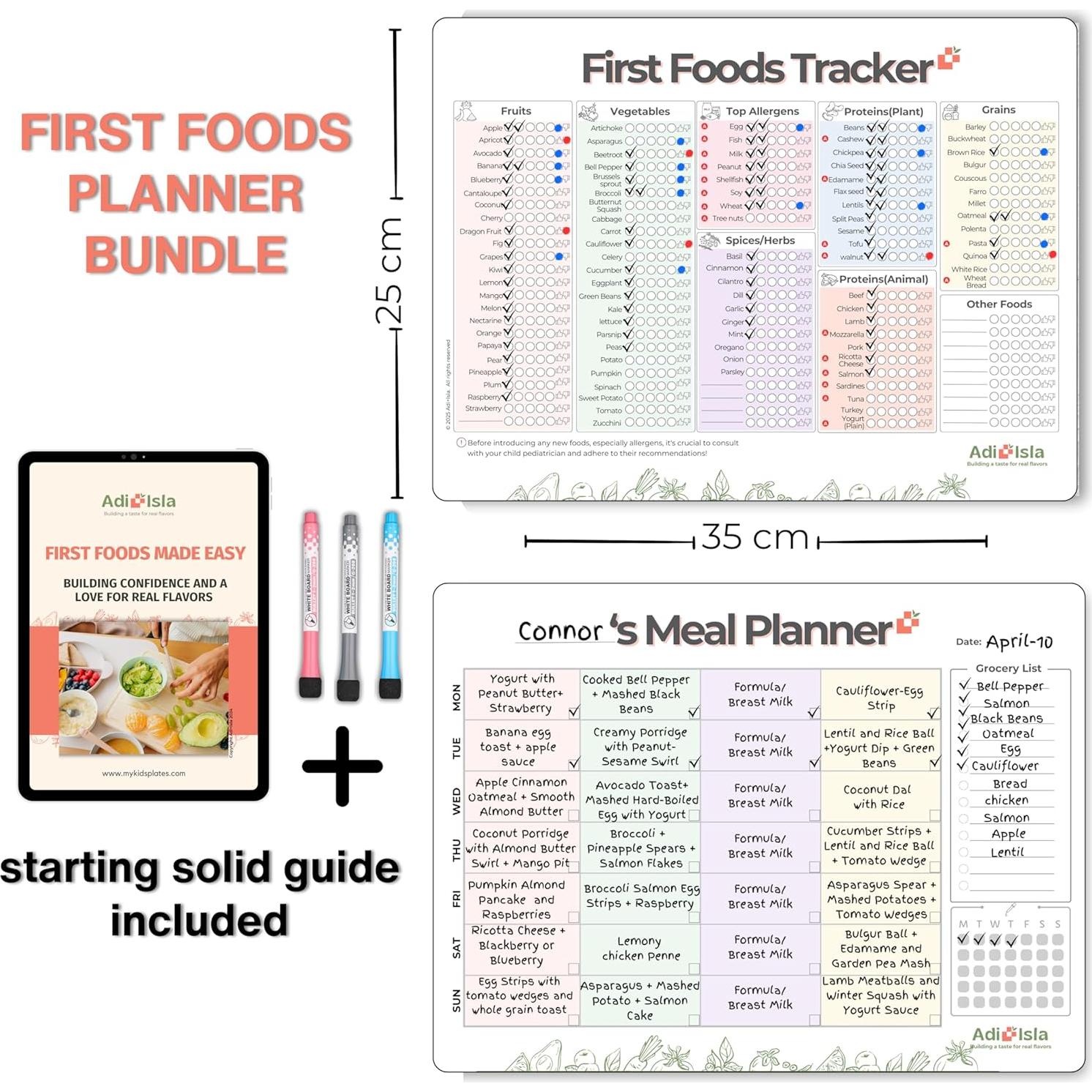 Tabla Magnética de Alimentos para Bebés Adi+Isla 35x25 cm