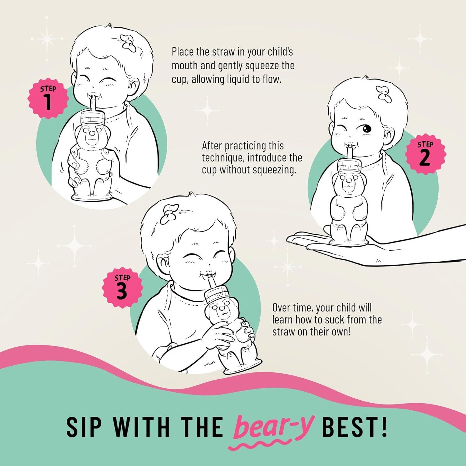 Taza de Paja Honey Bear Legendairy Milk Verde 8 oz Apta Lavavajillas