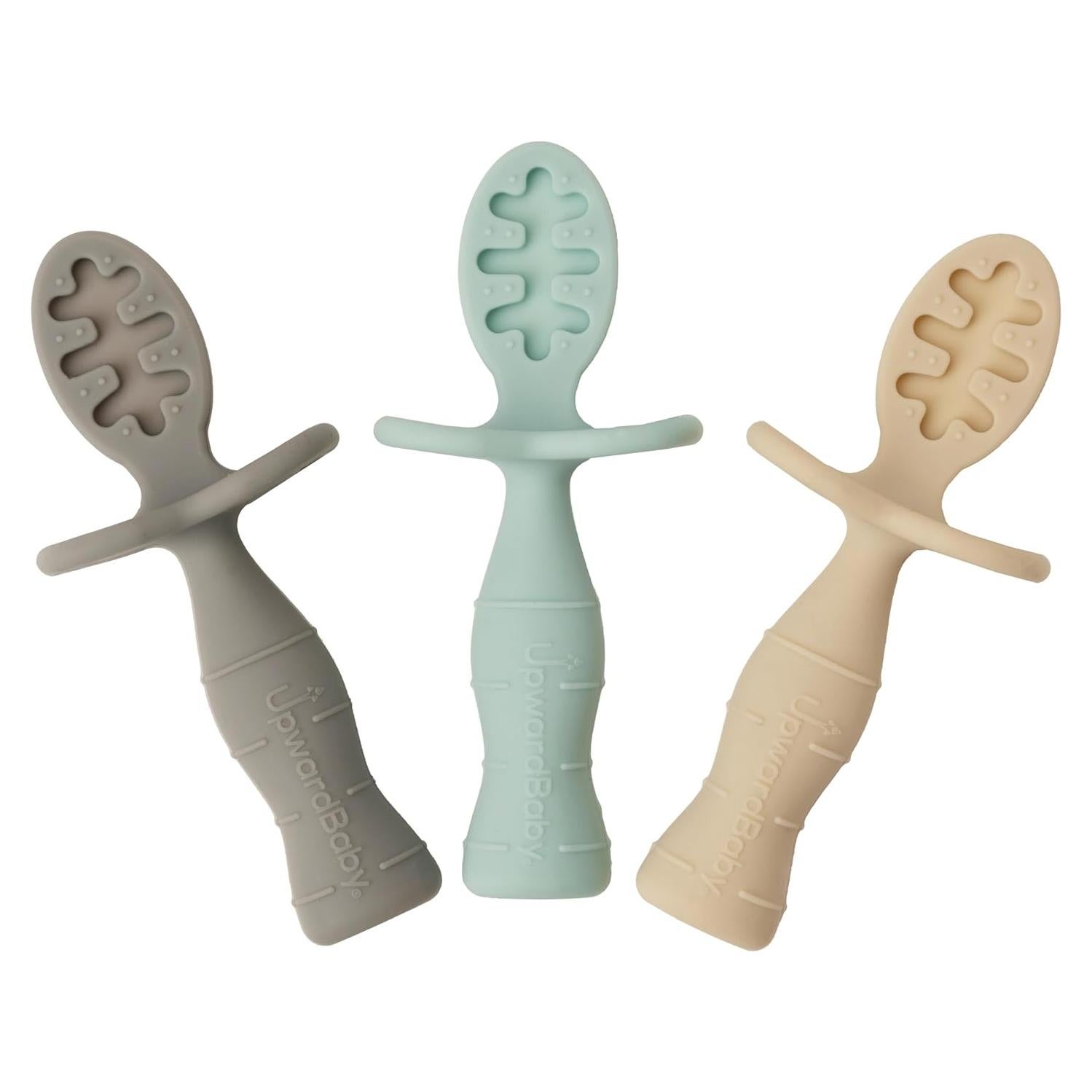 Cucharas de Silicona Upward Baby 3 Piezas con Barrera Antiahogo