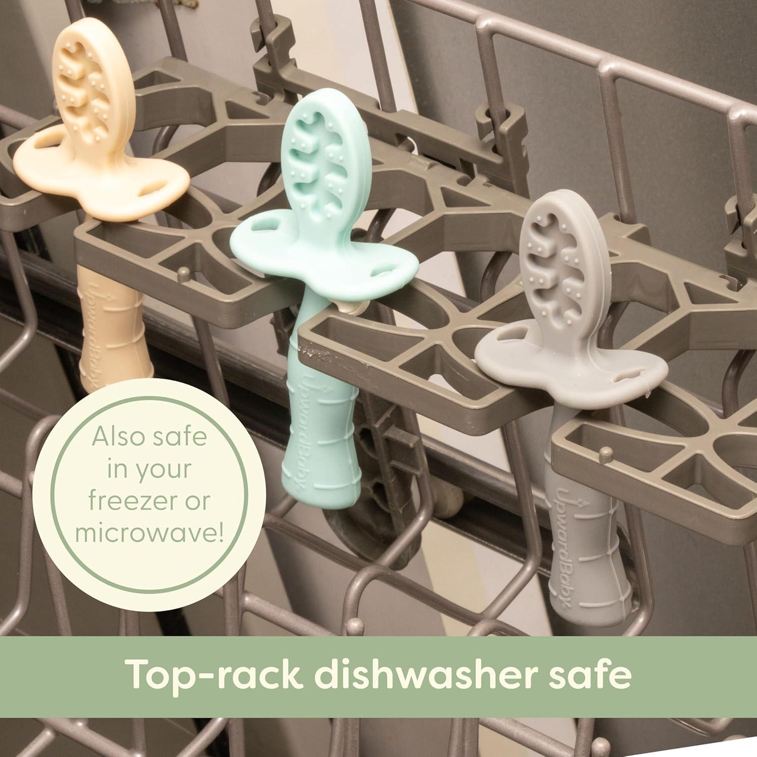 Cucharas de Silicona Upward Baby 3 Piezas con Barrera Antiahogo