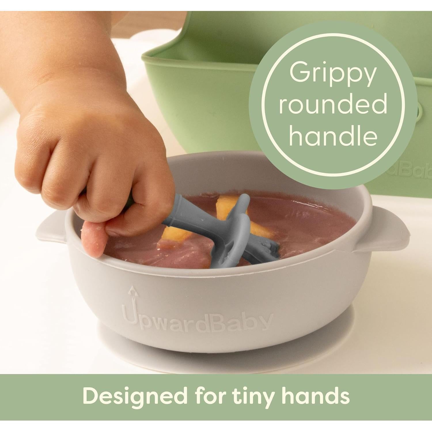 Cucharas de Silicona Upward Baby 3 Piezas con Barrera Antiahogo