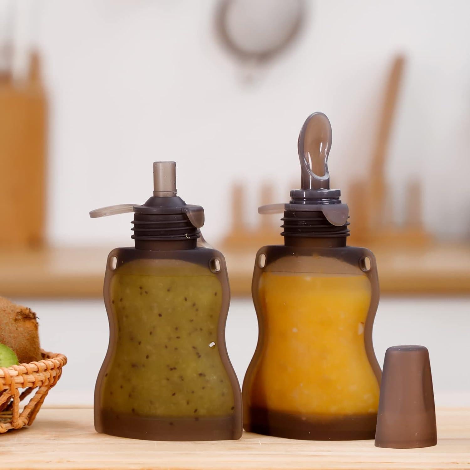 Cuchara de Silicona Haakaa para Bebés 130ml con Tapa Antipolvo