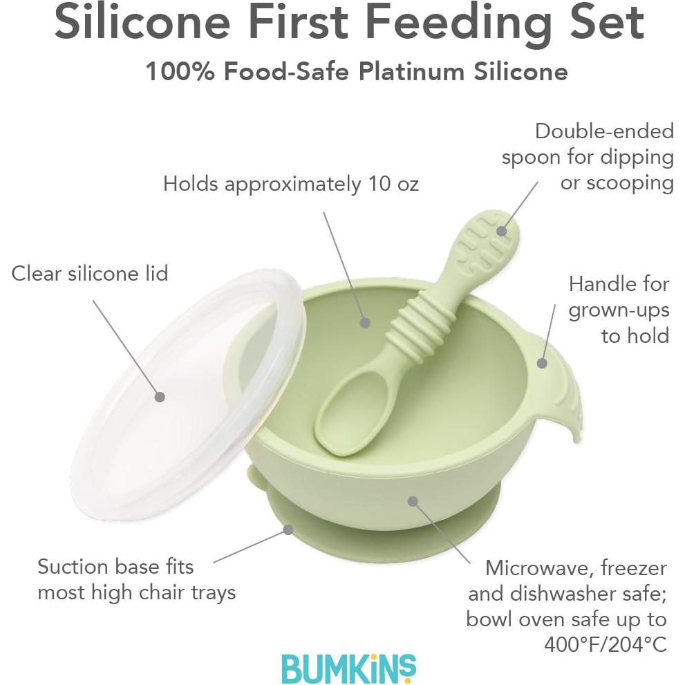 Set de Alimentación de Silicona Bumkins para Bebés - 3 Piezas