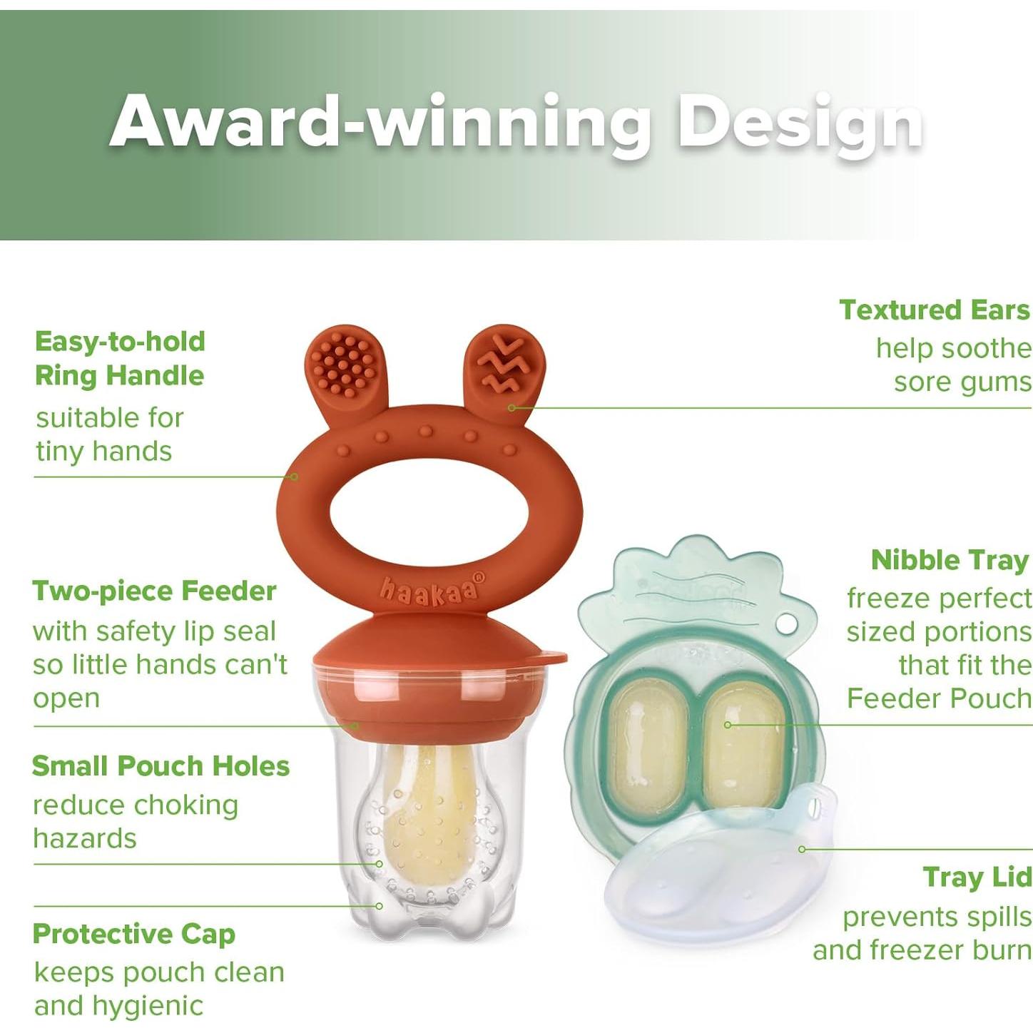 Combo Alimentador de Frutas y Taza Silicona Haakaa para Bebés