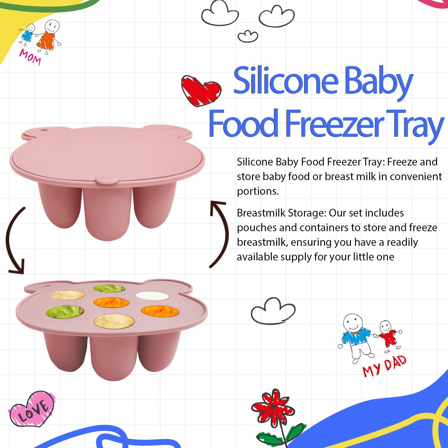 Combo Bandeja de Congelador y Alimentador de Frutas Bebé Rosa