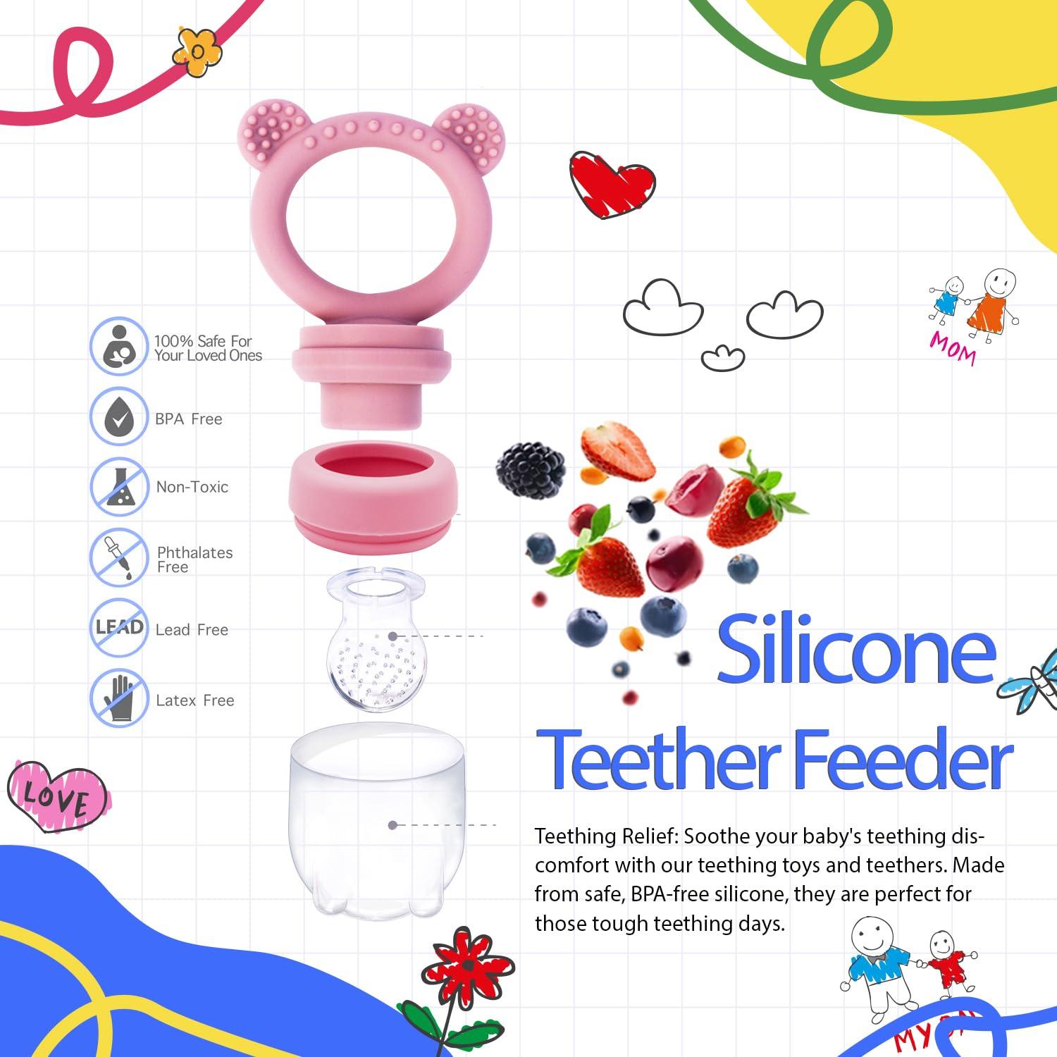 Combo Bandeja de Congelador y Alimentador de Frutas Bebé Rosa