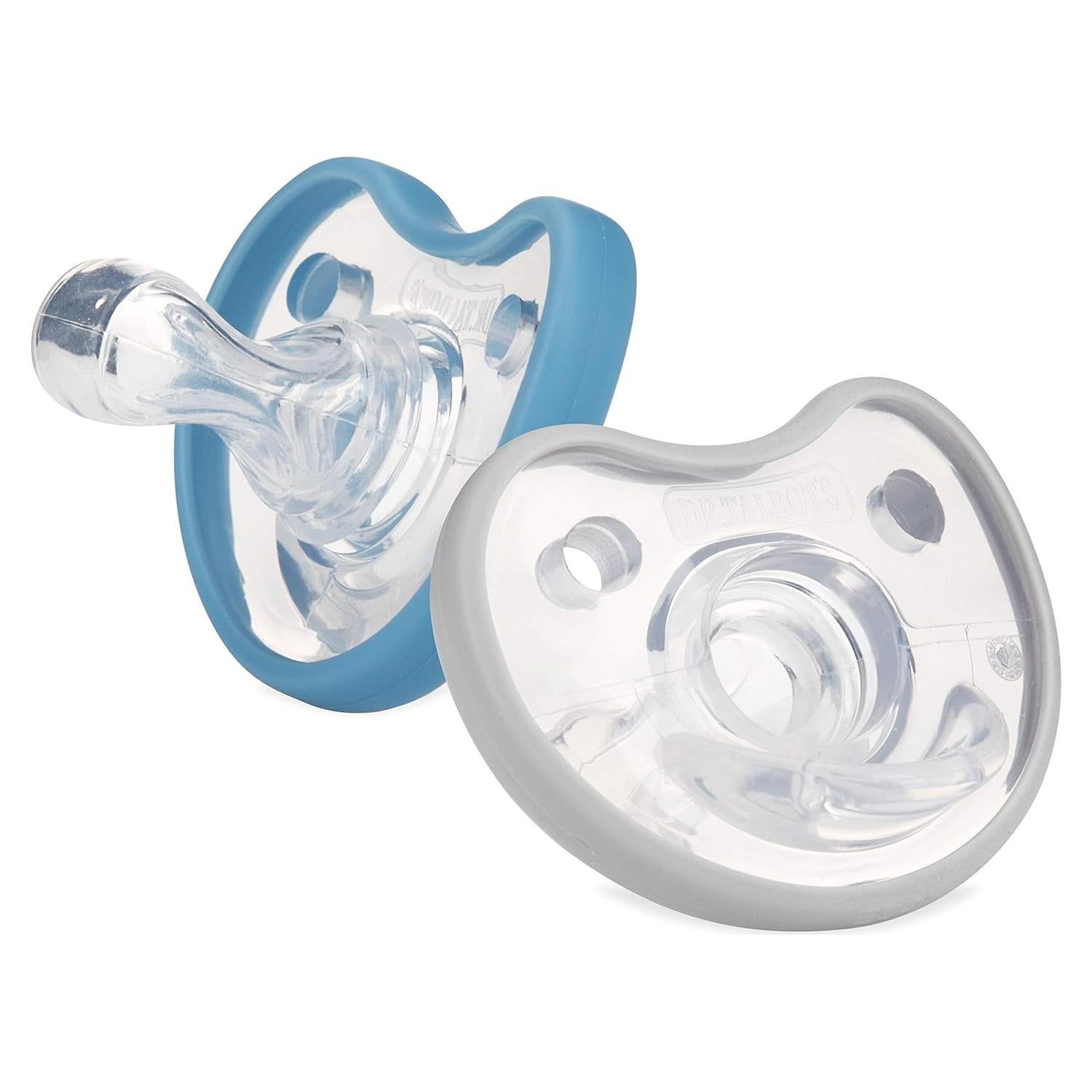 Chupetes ortodónticos Dr. Talbot Soft-Flex 0-6 meses Azul/Gris