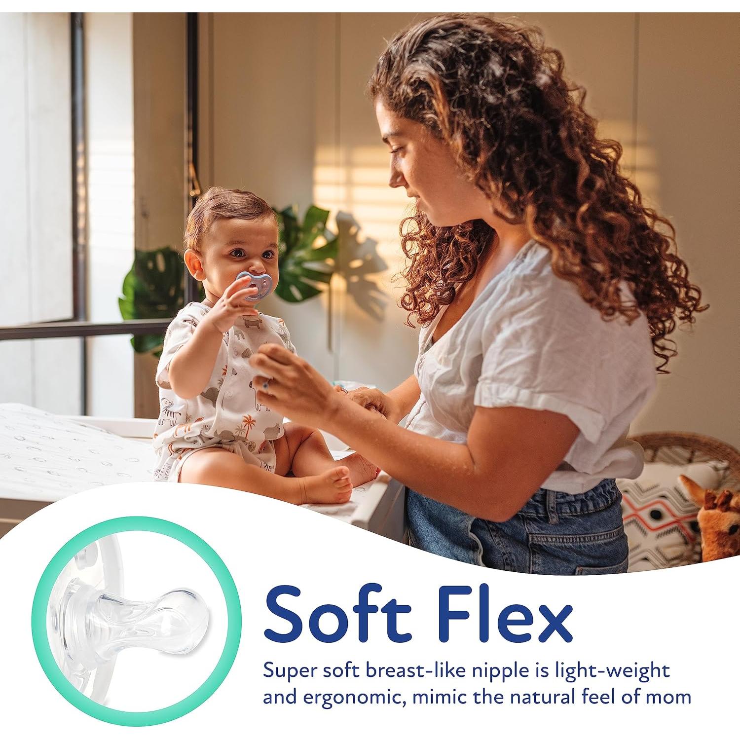 Chupetes ortodónticos Dr. Talbot Soft-Flex 0-6 meses Azul/Gris