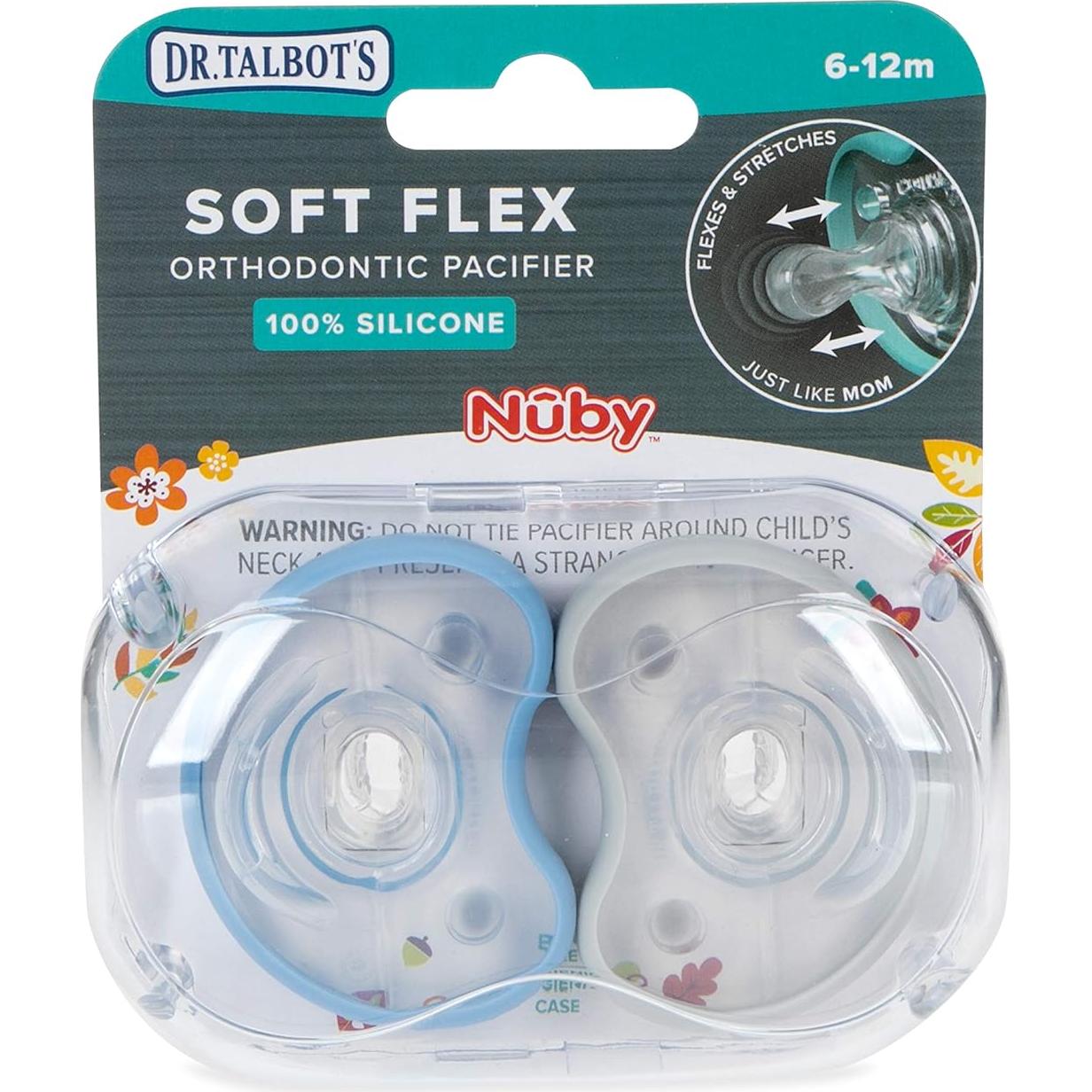 Chupetes ortodónticos Dr. Talbot Soft-Flex 0-6 meses Azul/Gris