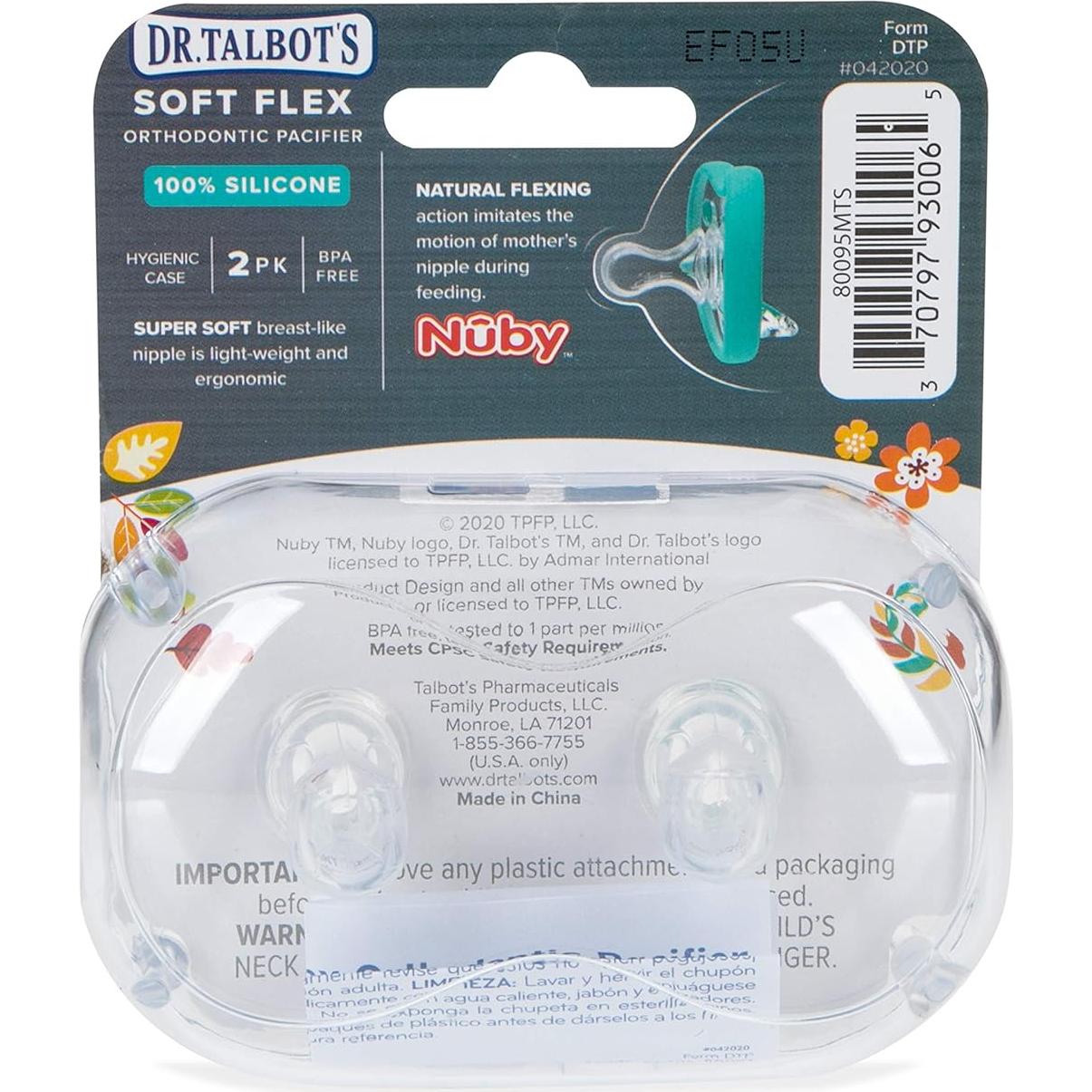 Chupetes ortodónticos Dr. Talbot Soft-Flex 0-6 meses Azul/Gris