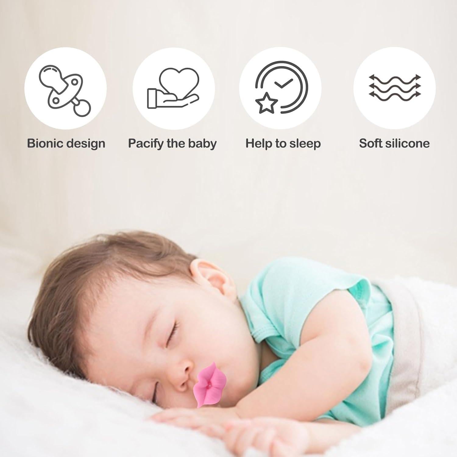 Paquete de 4 Chupetes Divertidos de Silicona Sin BPA para Bebés