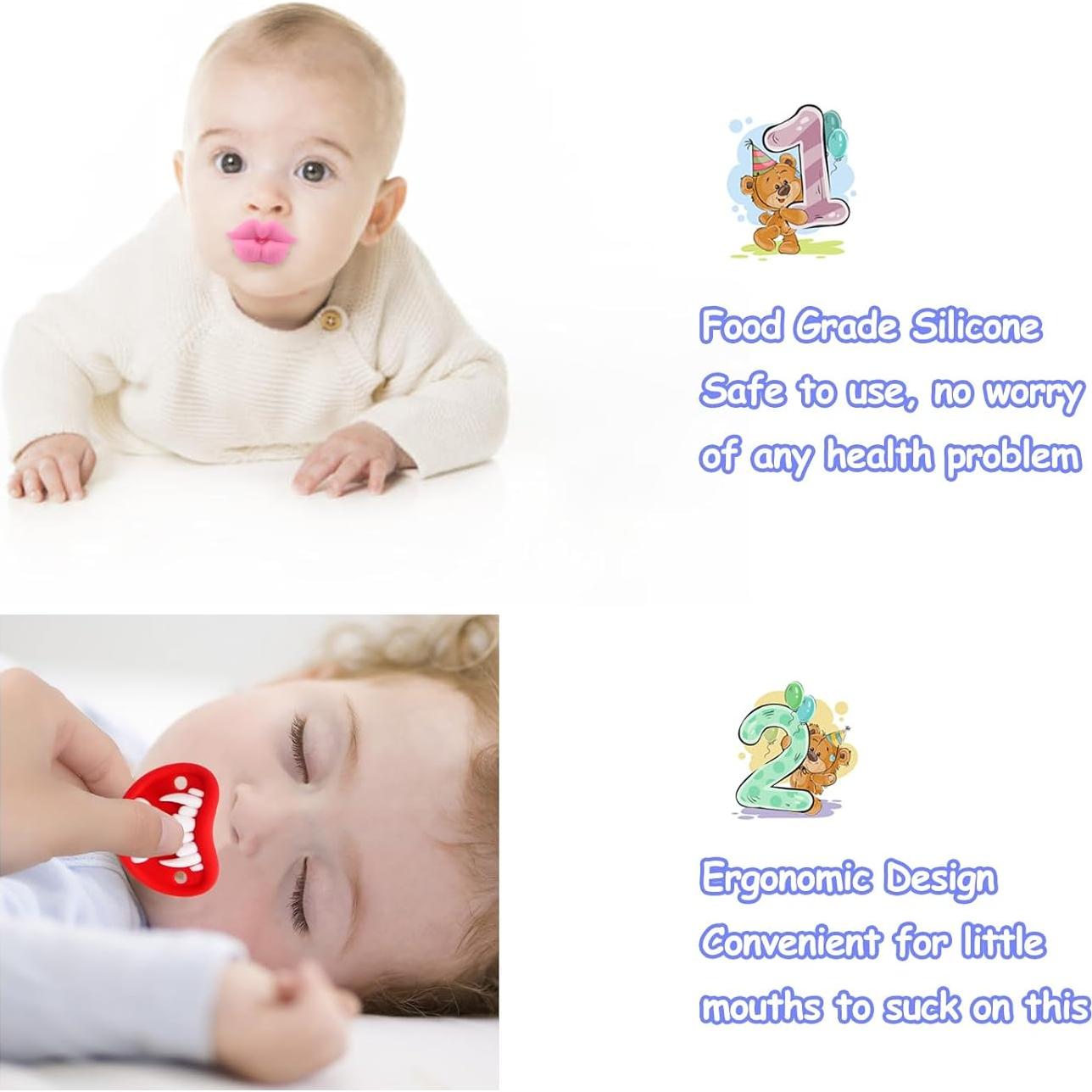 Paquete de 4 Chupetes Divertidos de Silicona Sin BPA para Bebés