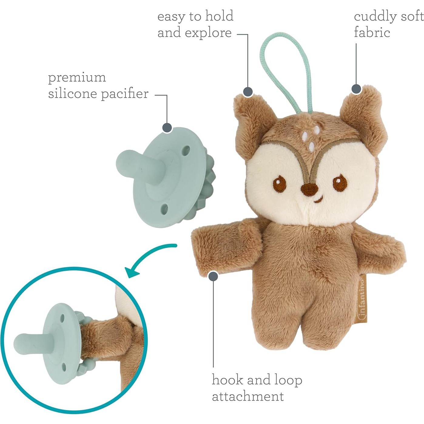 Infantino PaciPal Ciervo - Amigo de Chupete de Tela y Silicona