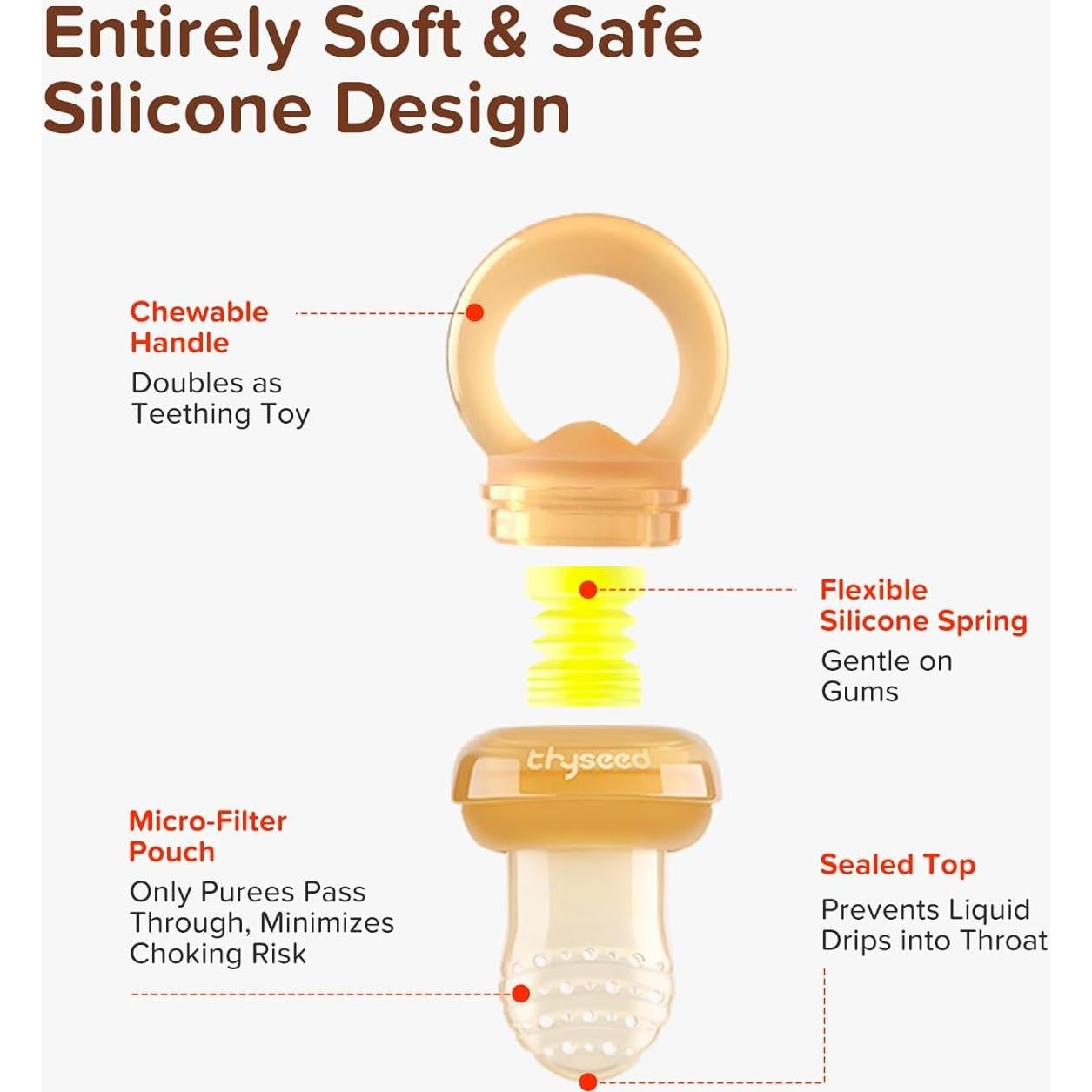 Alimentador de Frutas para Bebés Silicona Grado Alimentario