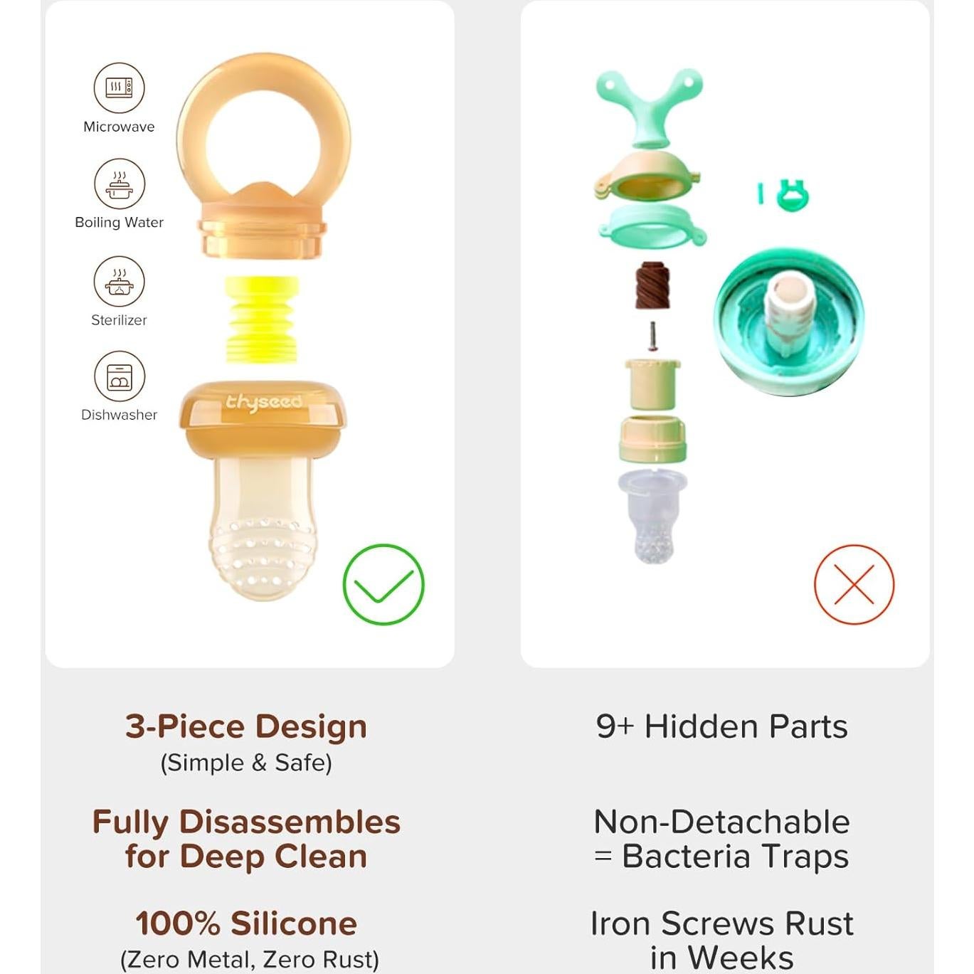 Alimentador de Frutas para Bebés Silicona Grado Alimentario