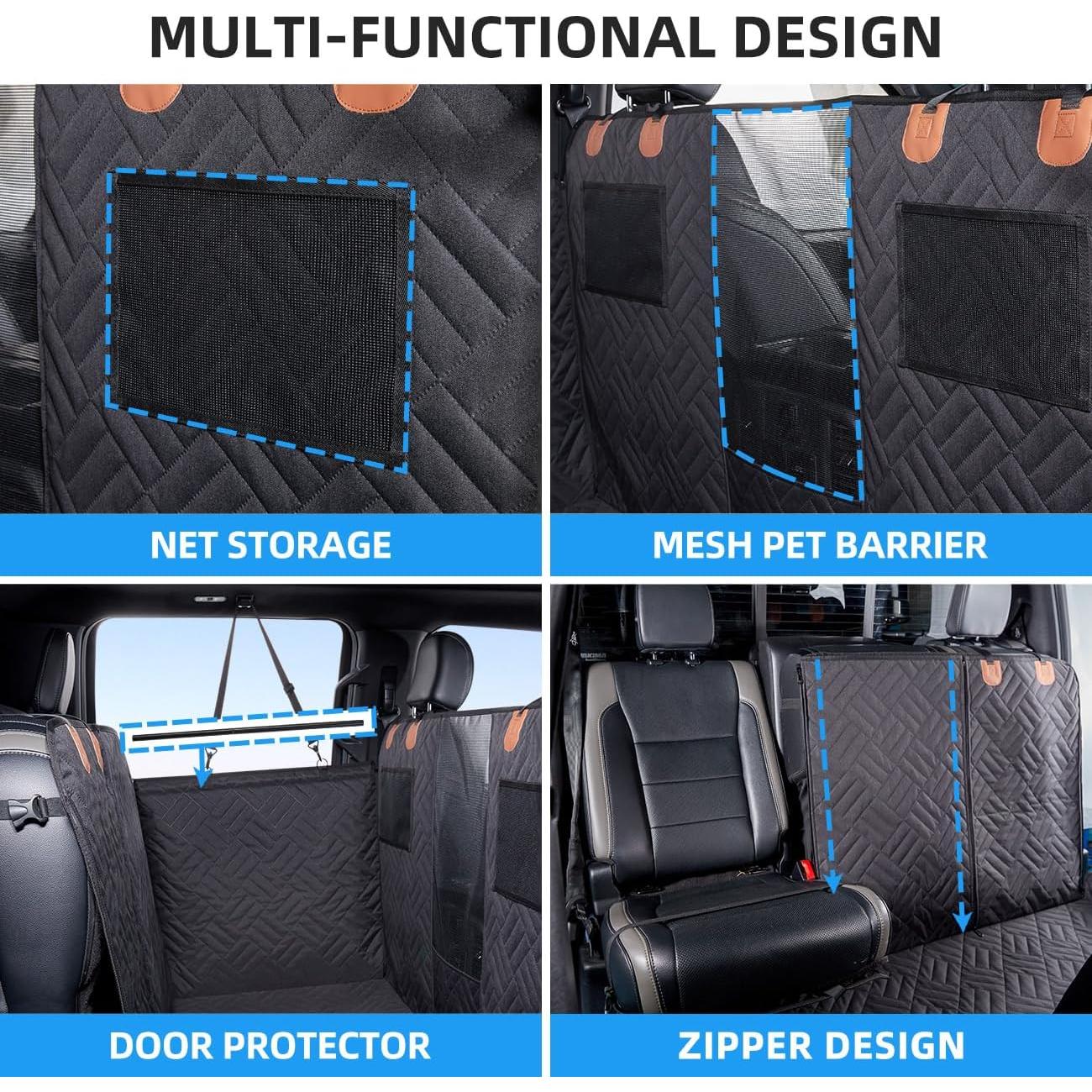 Cubierta de Asiento Trasero para Perros ABE-01 Negra 141.8x67.6cm