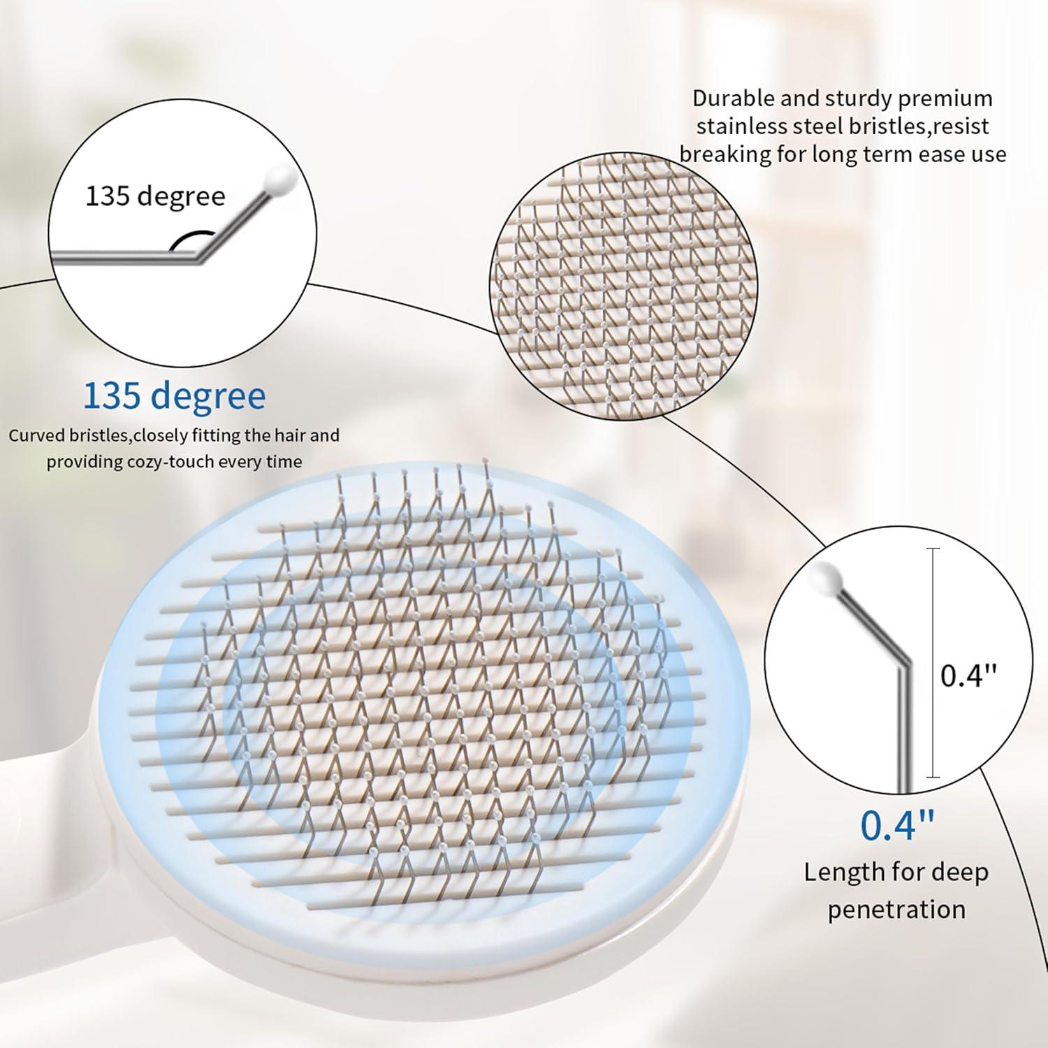 Kit de Rodillo y Cepillo Slicker Autolimpiante para Mascotas