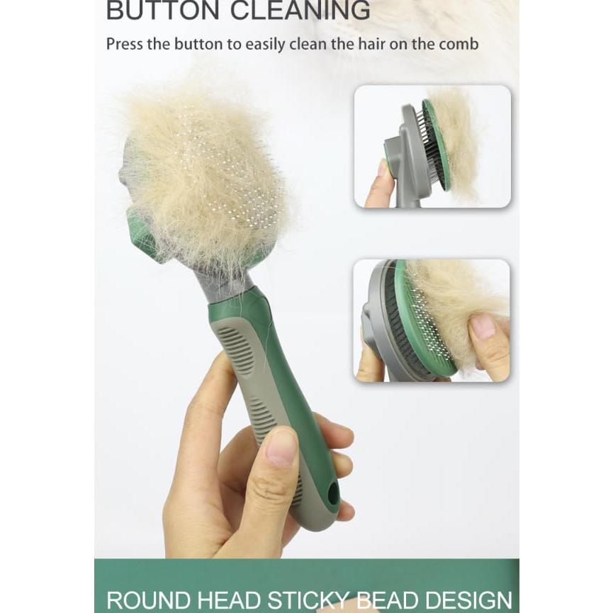 Cepillo Autolimpiante para Mascotas TOPMED - Aguja Recta Rosa