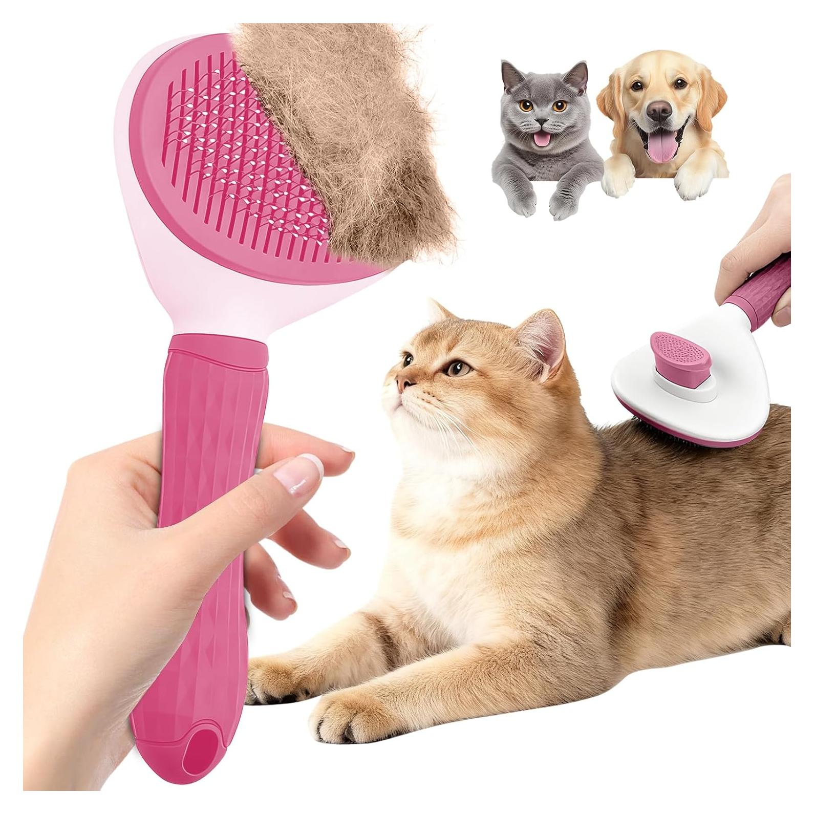 Cepillo Autolimpiante para Gatos Walfront - Rosa, 21.69x11.69cm