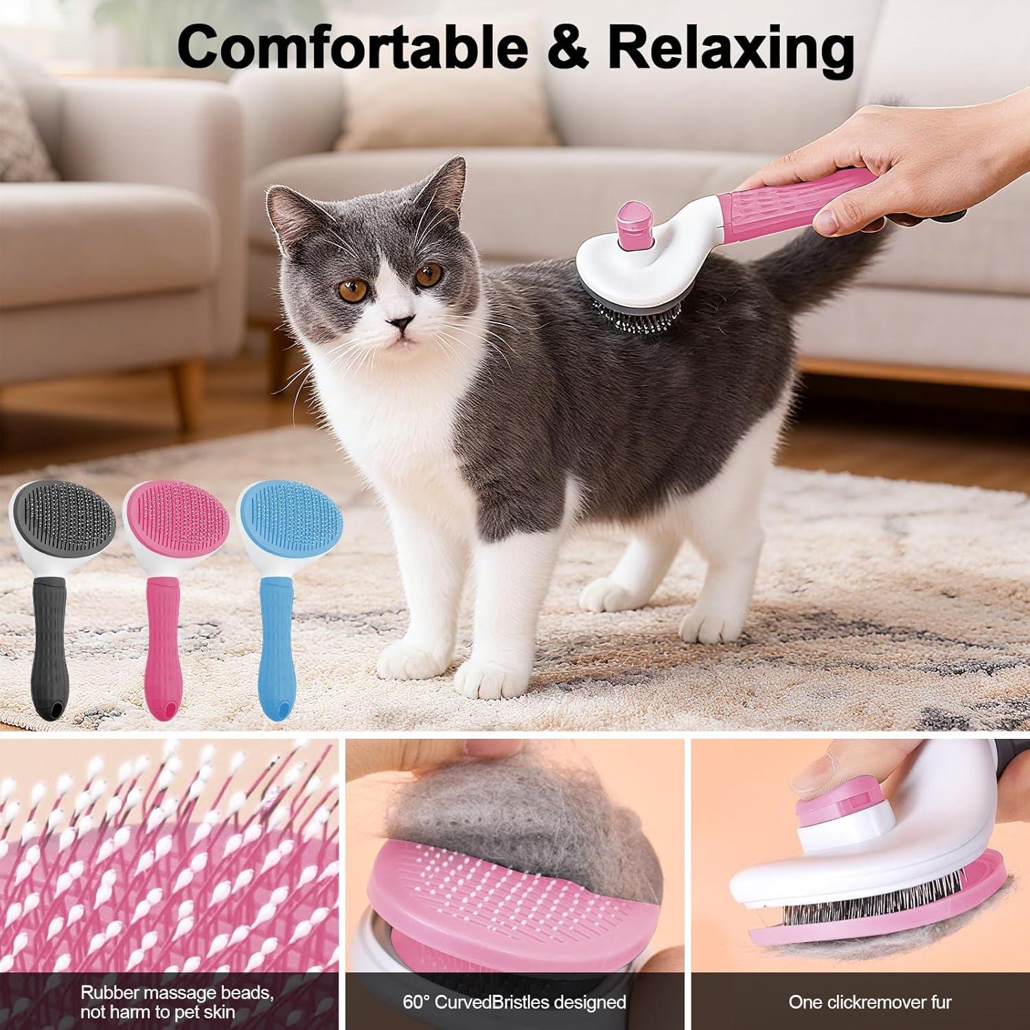 Cepillo Autolimpiante para Gatos Walfront - Rosa, 21.69x11.69cm