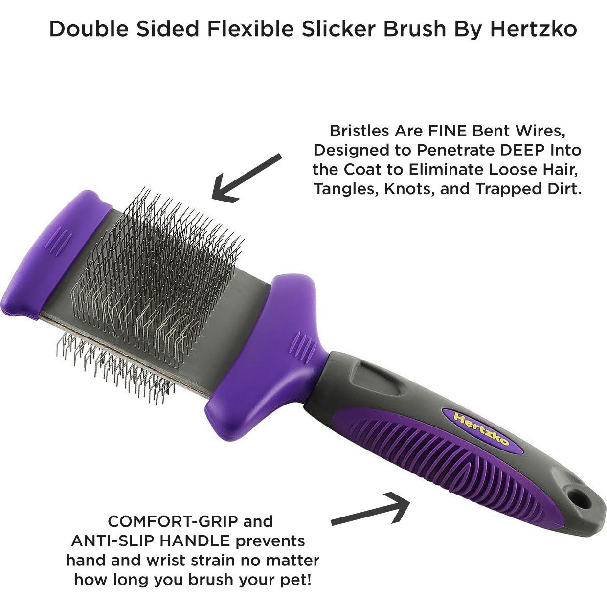 Cepillo Flexible de Dos Caras Hertzko para Perros y Gatos