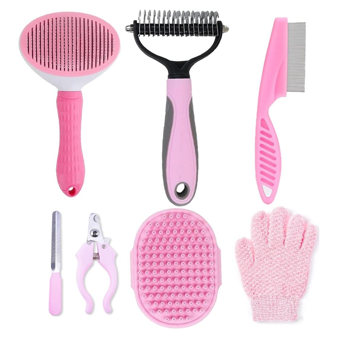 Kit de Aseo para Perros KEEPLKVOC 7 Piezas Rosa