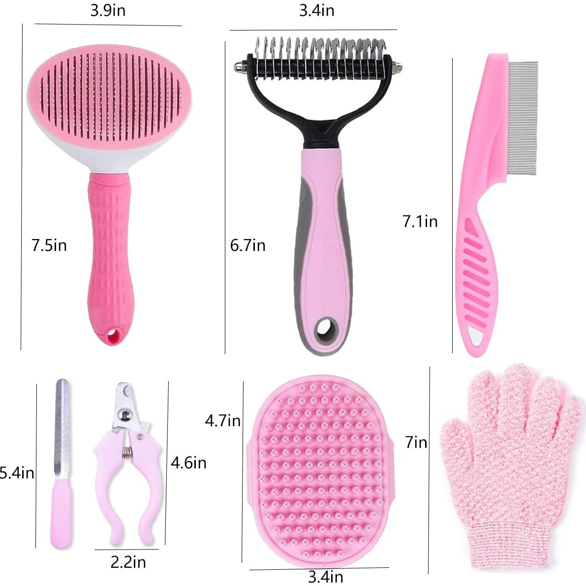 Kit de Aseo para Perros KEEPLKVOC 7 Piezas Rosa