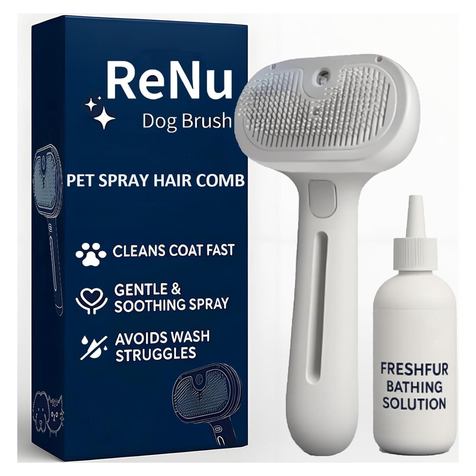 Cepillo de Ducha ReNu 3 en 1 para Perros y Gatos - Autolimpiante