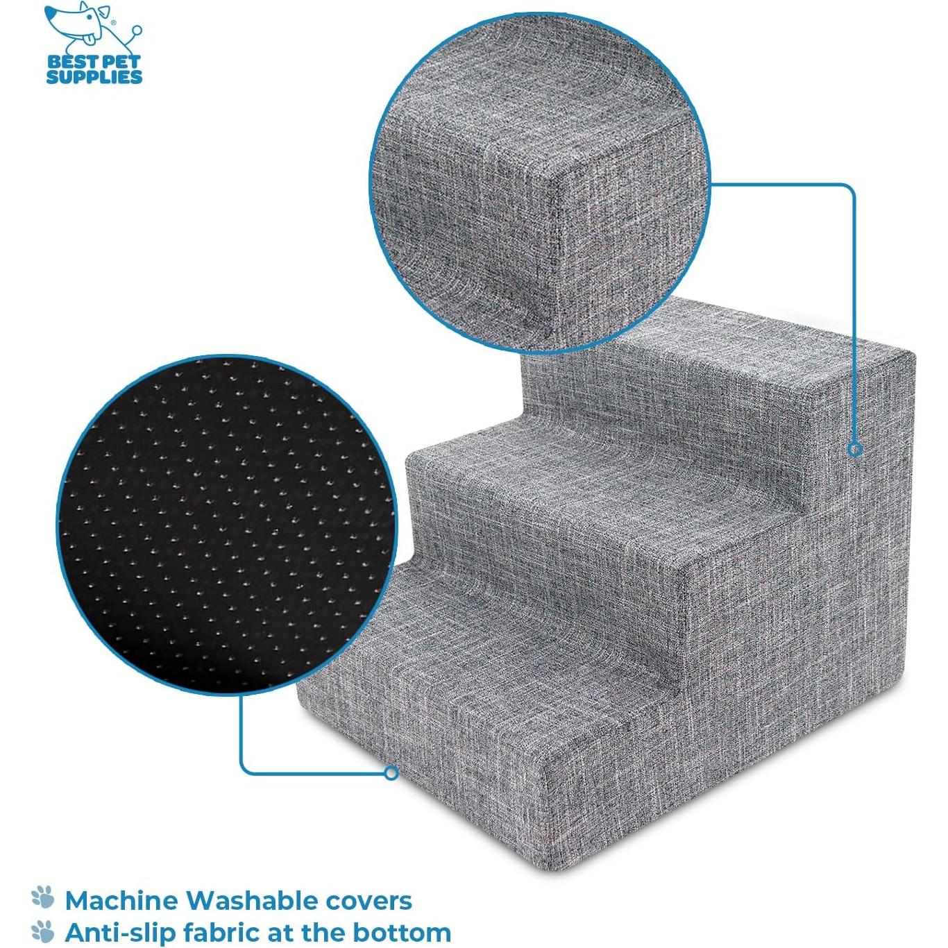 Cubierta de rampa para perros Best Pet Supplies 3 escalones gris