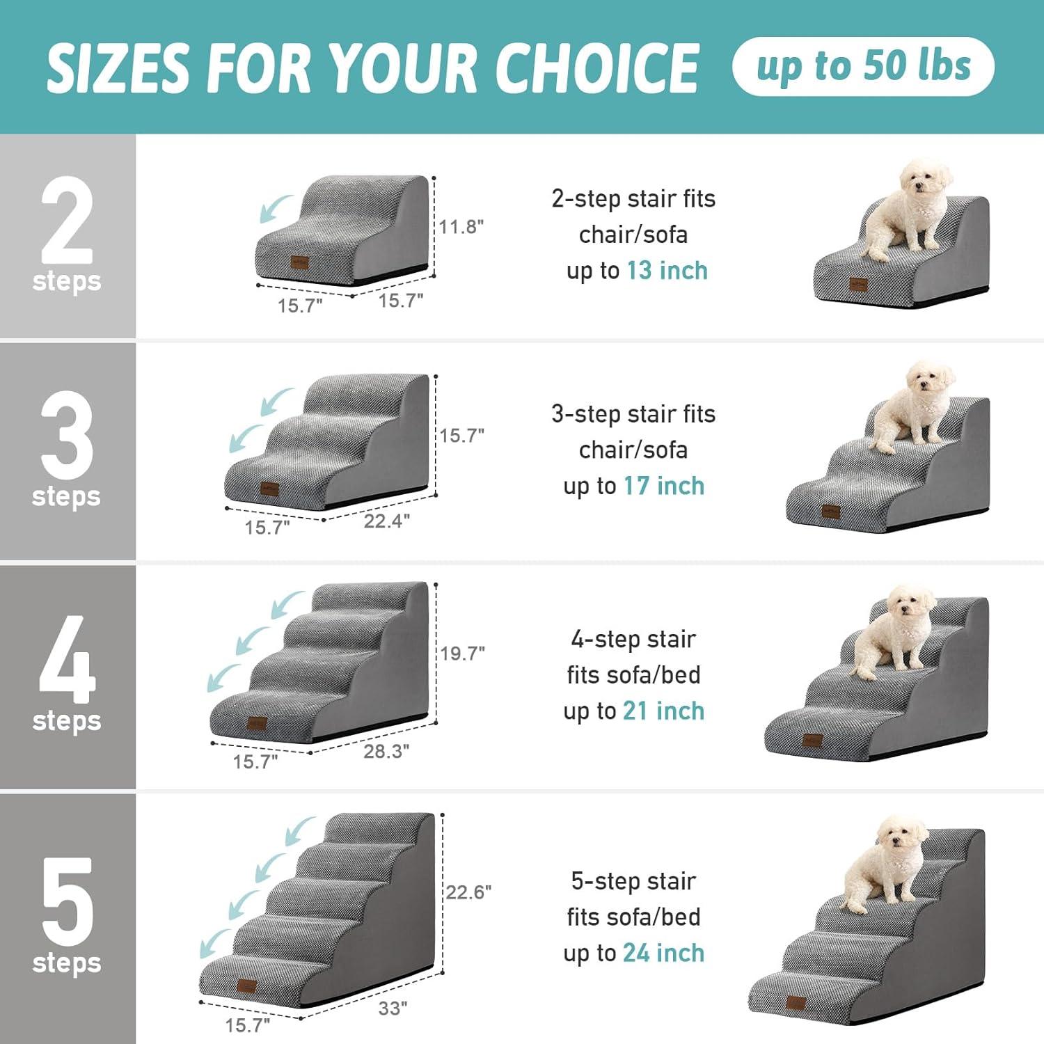 Escalera para Perros Cozy Kiss 5 Escalones Gris 83.8x39.9x57.4 cm