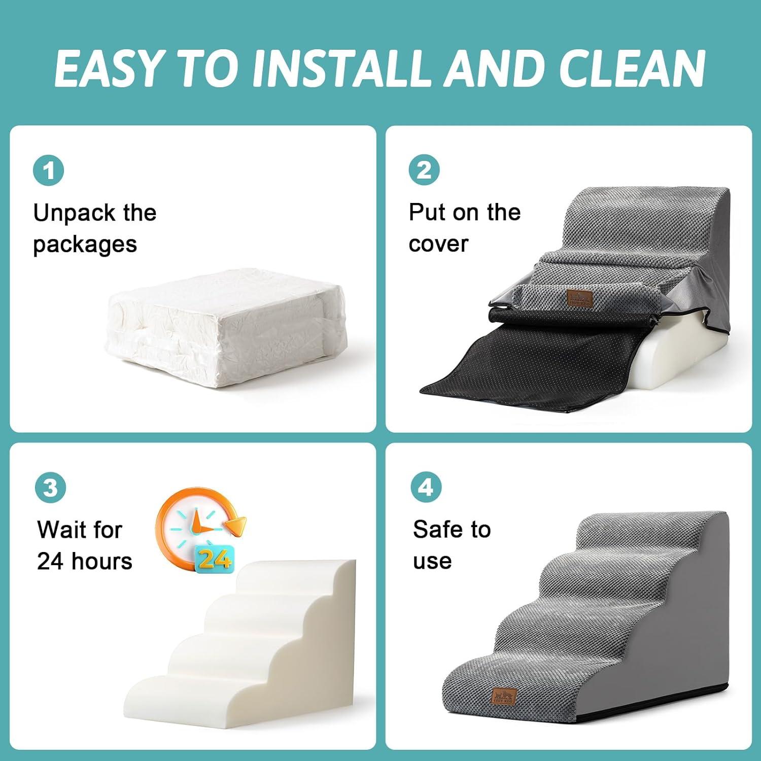 Escalera para Perros Cozy Kiss 5 Escalones Gris 83.8x39.9x57.4 cm