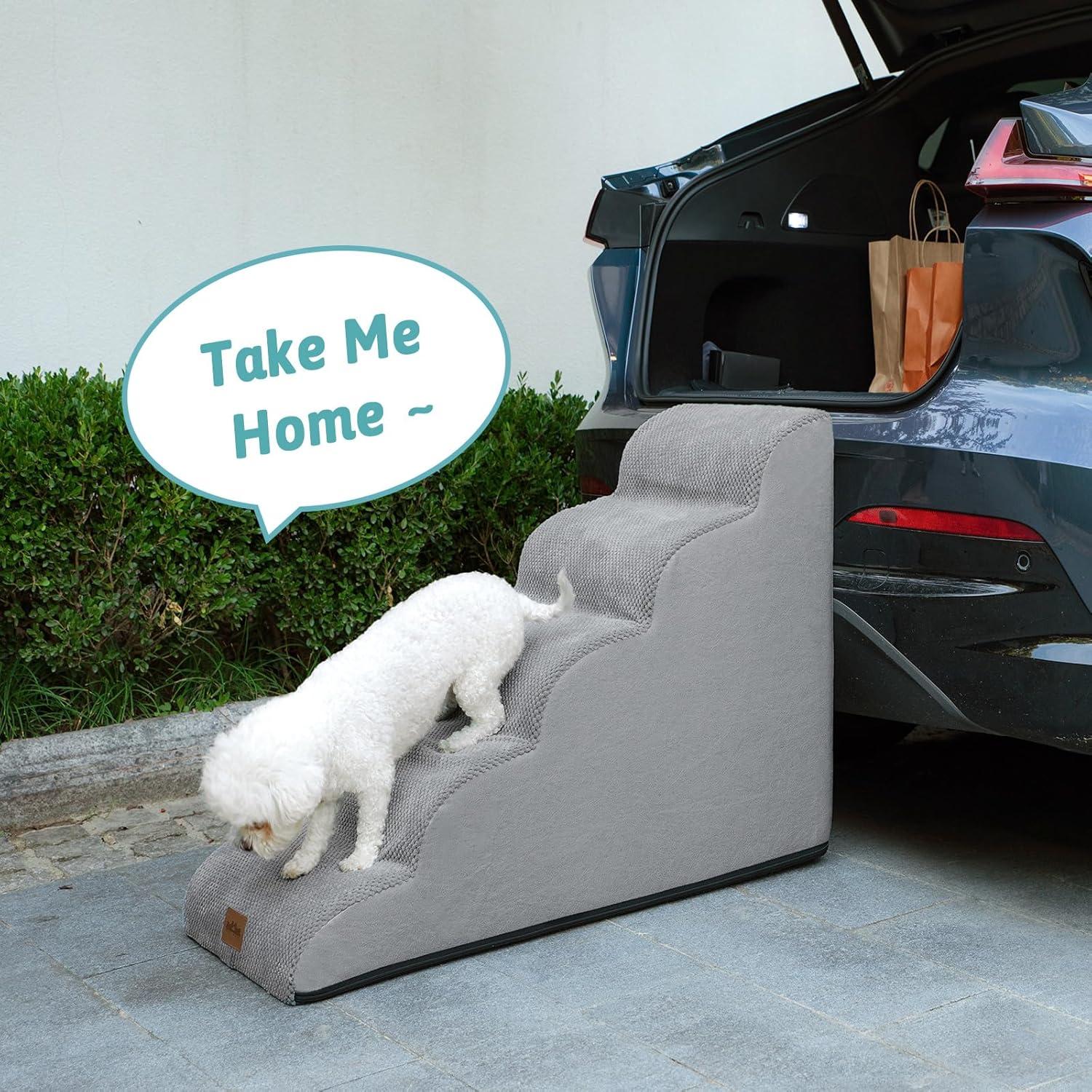 Escalera para Perros Cozy Kiss 5 Escalones Gris 83.8x39.9x57.4 cm