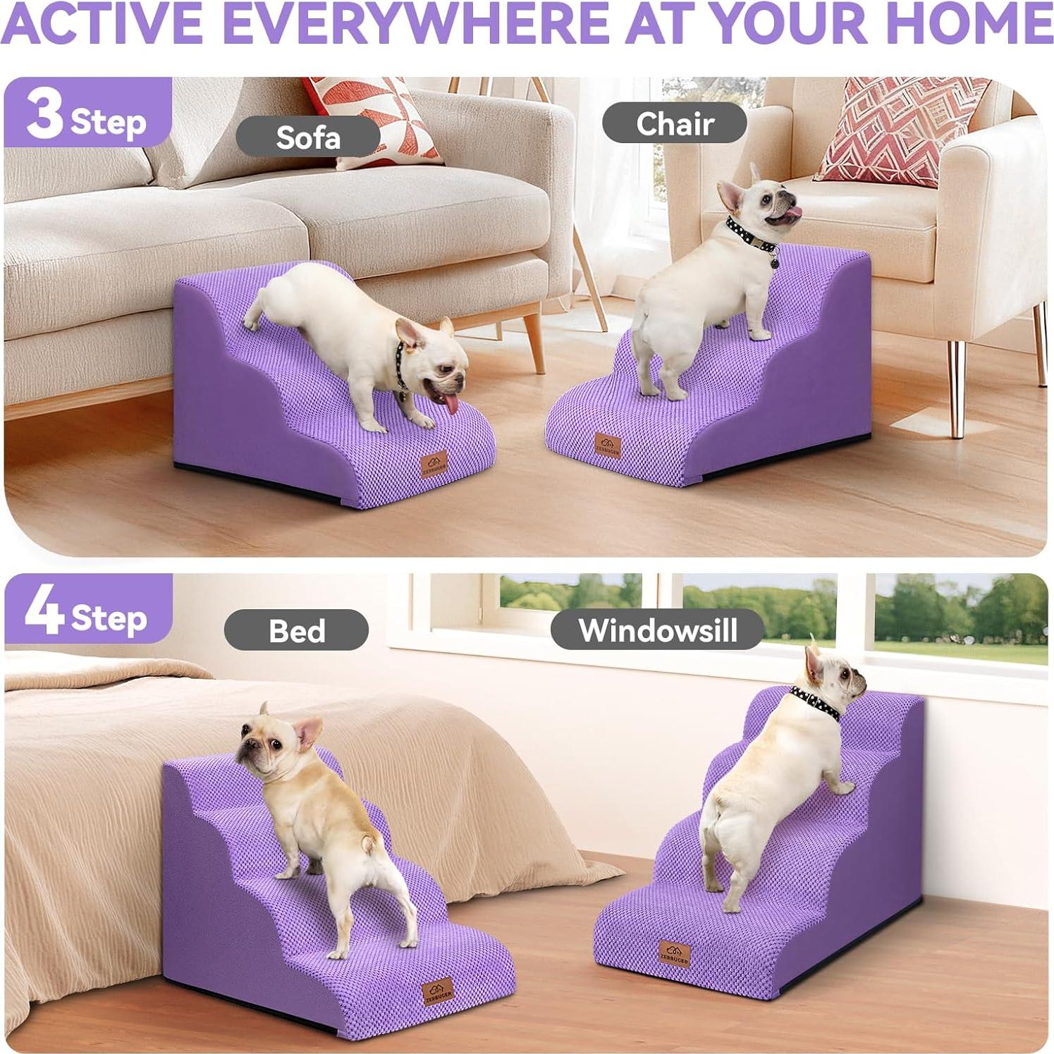 Escalera para Perros Zerbuger 3 Pasos Púrpura 40.64 cm