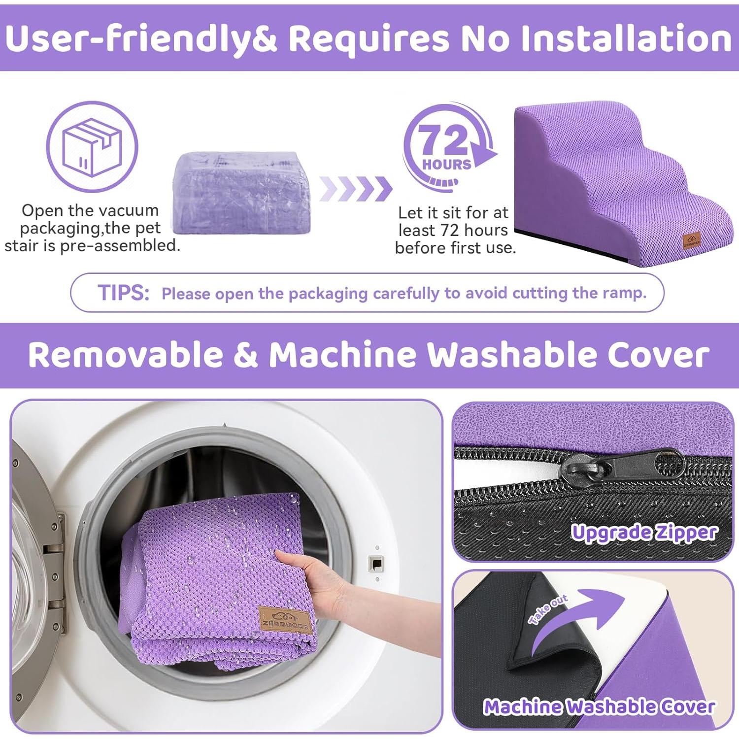 Escalera para Perros Zerbuger 3 Pasos Púrpura 40.64 cm