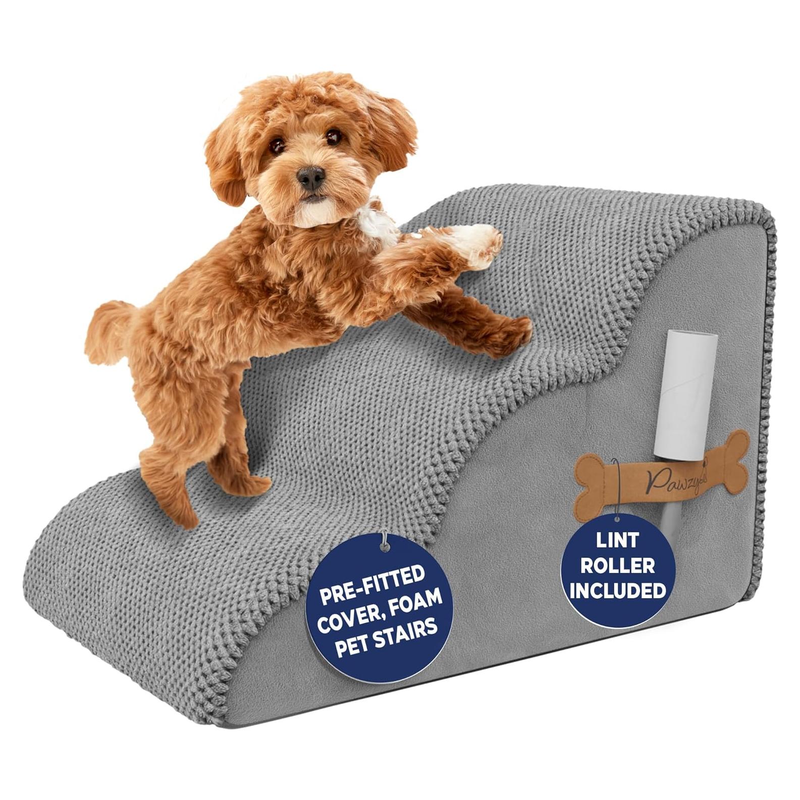 Escalera de Espuma PAWZY para Mascotas 3 Pasos 39.4 cm Gris